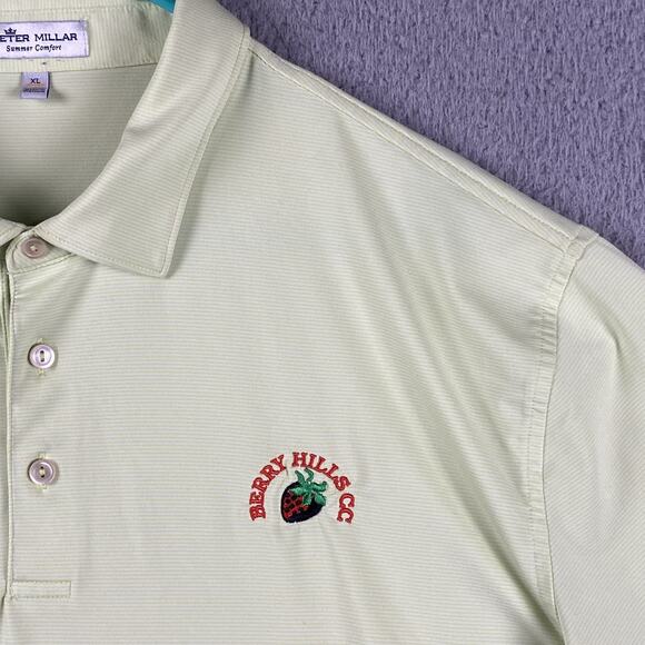 Peter Millar Mens XL Summer Comfort Polo Shirt Light Green Berry Hills Golf - Picture 3 of 8